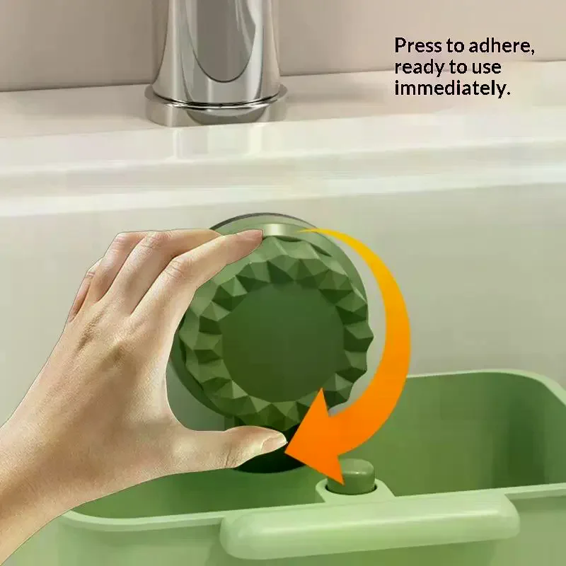 Sink Drain Strainer Basket Sink Washing Basin Anti Leak Filter Basin Suction Cup Rack One Click Press Type Grid Drain Storage