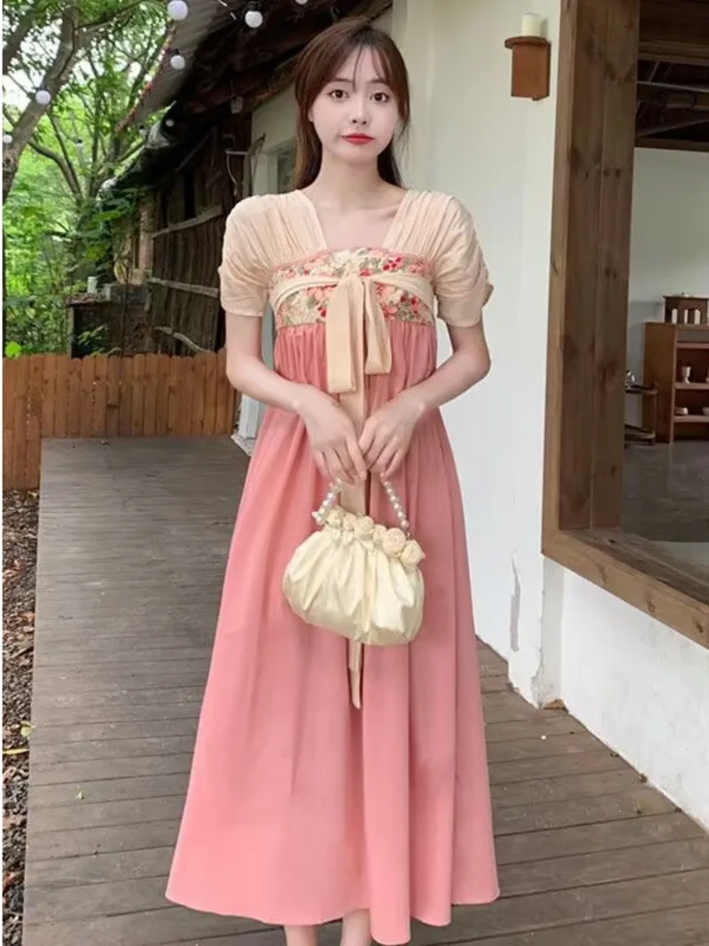 

2024 Summer New Improved Hanfu Chinese Style Element Fresh and Sweet Skirt Children's Fairy Ancient Style Sweet Small Dress FCDW