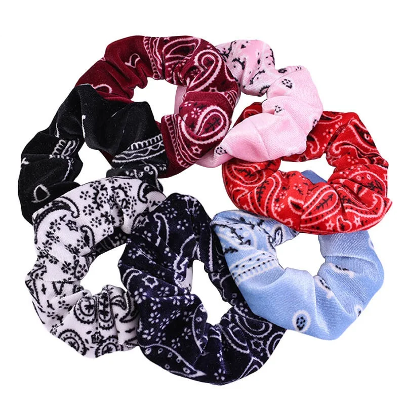 Korean Velvet Scrunchies Paisley Hair Scrunchy Hair Ties Accessories Elastic Hair Bands