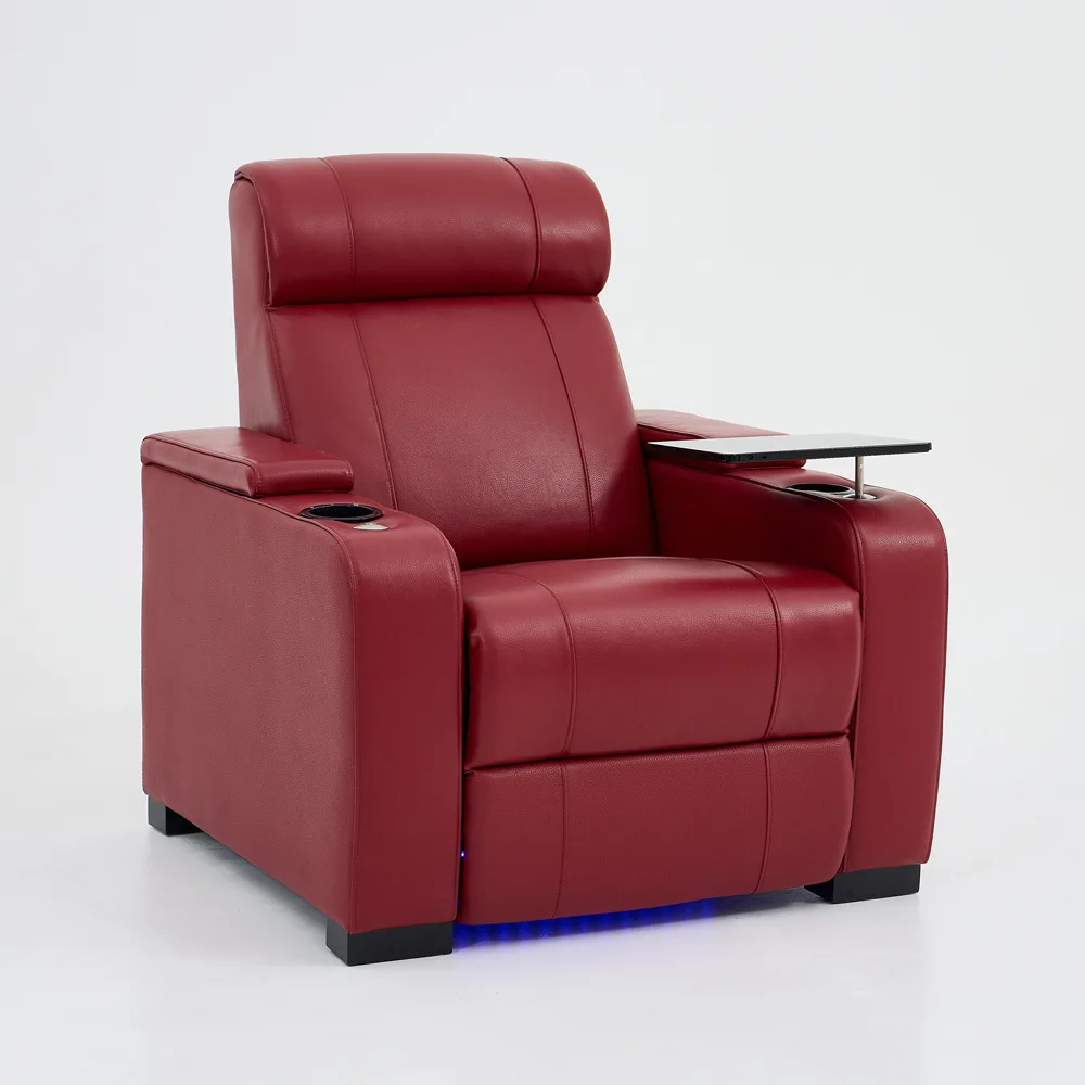 

High Backrest Electric Function Leather Sofa First Layer Cowhide Single Lie Down And Sleep High-end Cinema Living Room