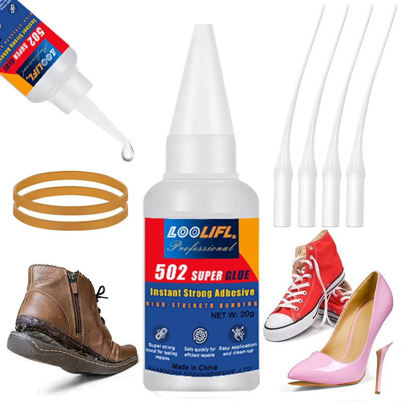 

LOOLIFL 502 Strong Waterproof Shoe-Repairing Adhesive Transparent Universal Leather Shoe Glue Repair Rubber Quick-Dry Resistant
