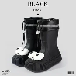 Cute Cartoon Big Eyes Rain Boots Protective Footwear 100% Waterproof PVC Lightweight & Durable High-Heeled Outside Water Shoes