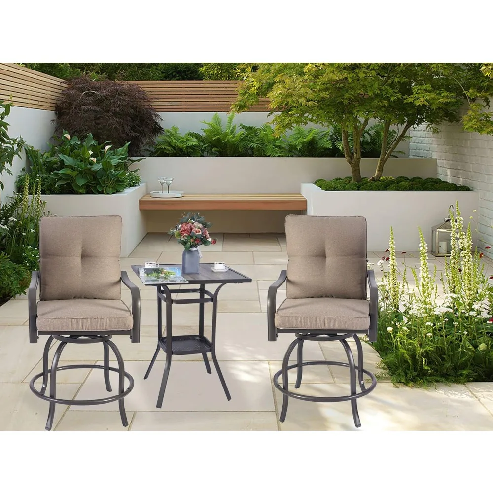 

Isabella High Swivel Bar Stools/Chair Set for Home Patio, Back Yard, Cafes, Bistro, Restaurants and Chic Bars