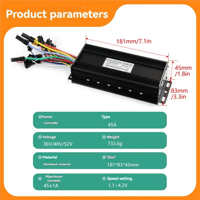 L71A Accessories For 2000W Brushless Motor Electric Bike 3-Mode Controller 45A 36V 48V 52V XT150 With UKC1 Display