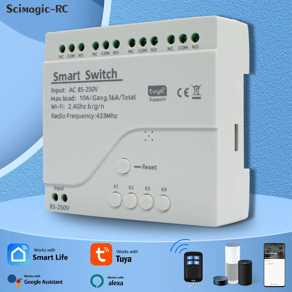 Tuya Relay Wifi Smart Switch Module 4CH 7-32/110-220V Smart Life APP Remote Control for Smart Home Work with Alexa Google Home