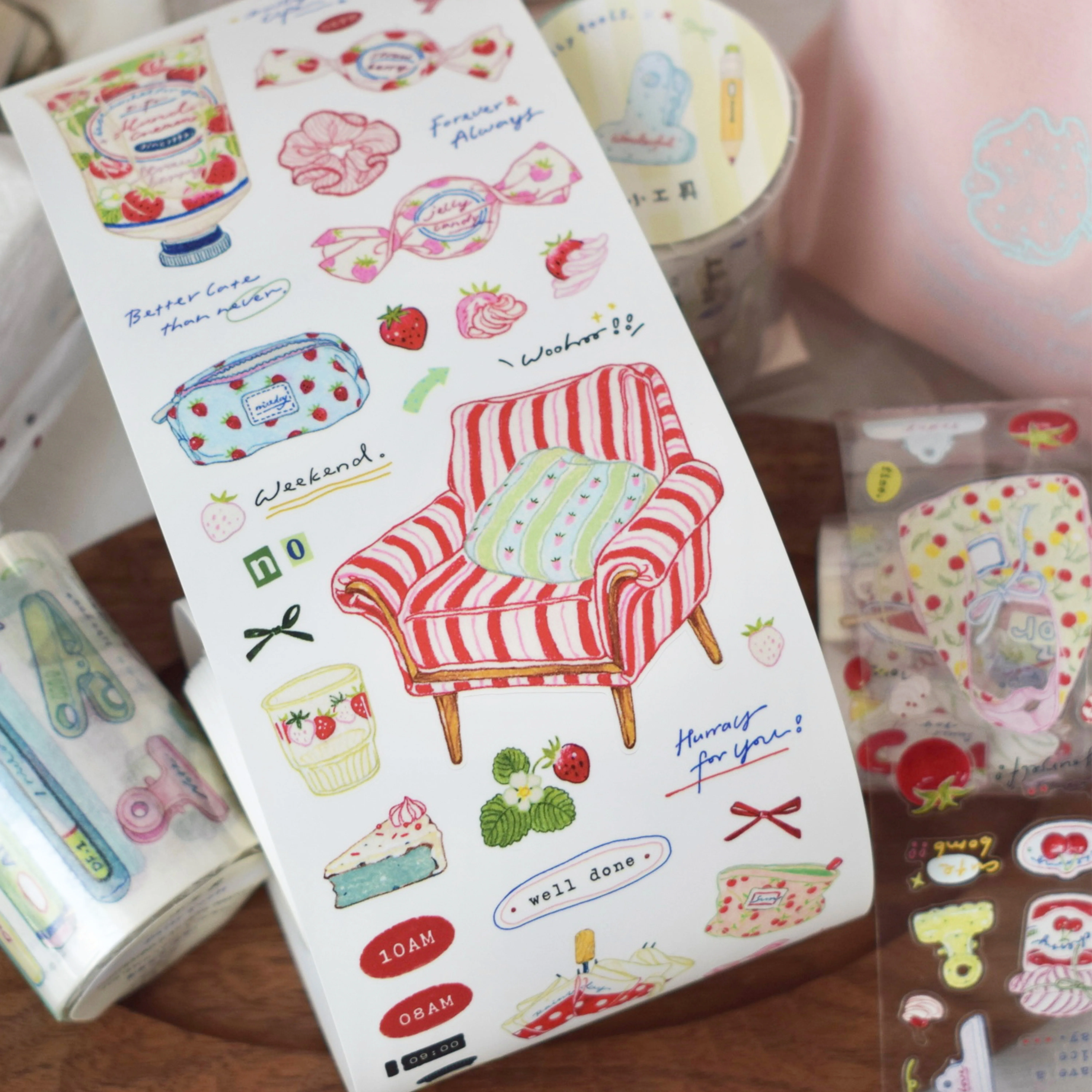 

Colourful Small Items Little Daily Stationery Die Cut PET Yupo Washi Tapes DIY Decor Scrapbooking Journal Material Sticker