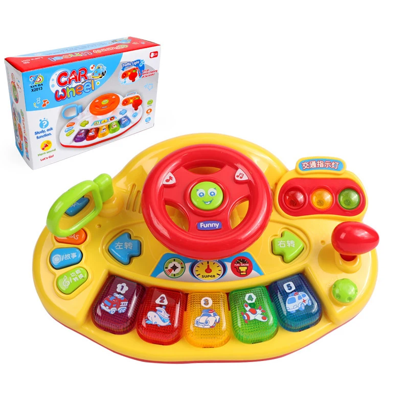 Baby Electric Steering Wheel Toy with Traffic Light Sound Simulation Driving Car Copilot For Toddler Preschool Interactive Toys