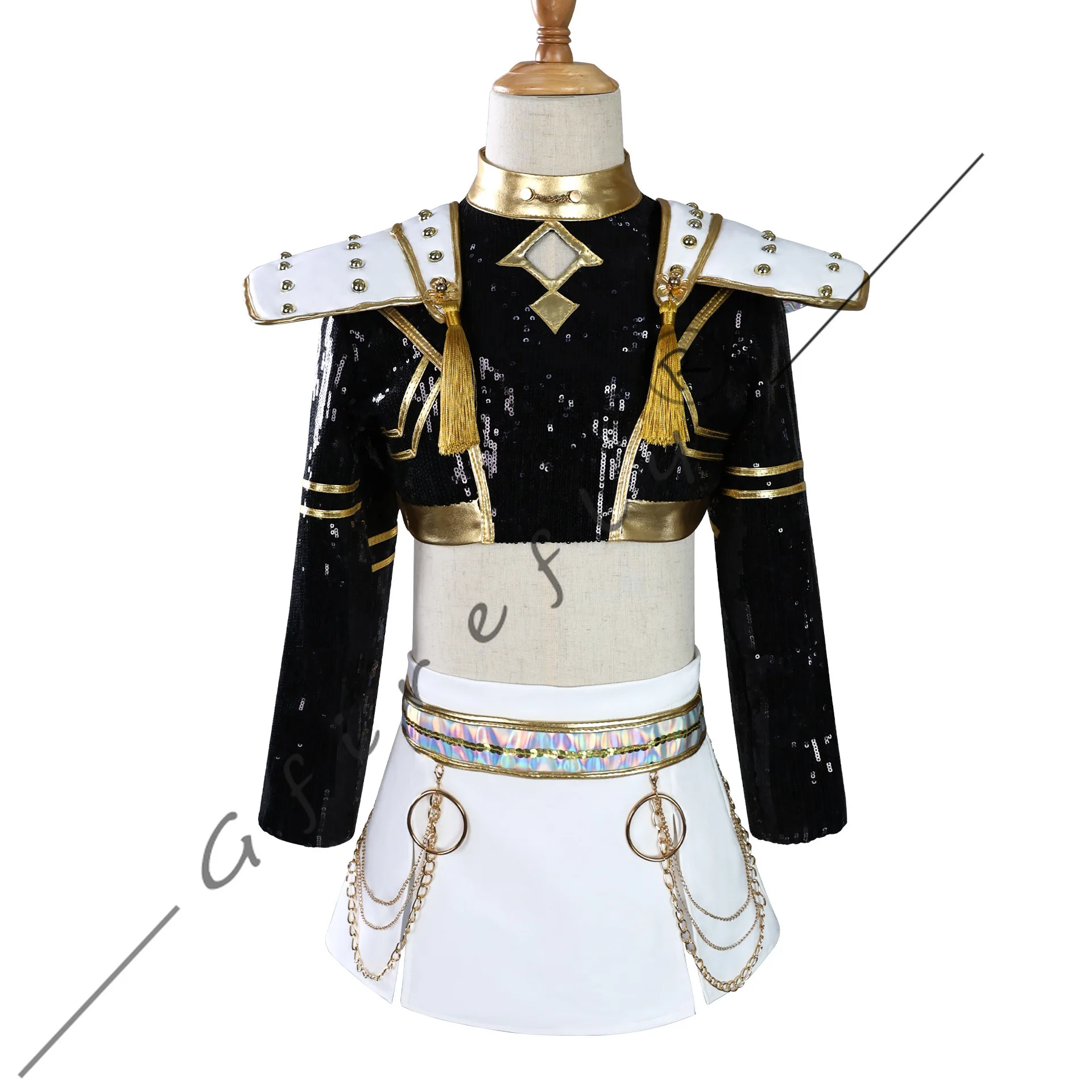 K-pop Demon Hunters Cosplay Nero e Oro Performance Outfit Rumi Mira Zoey Cosplay Set completo Costume di scena di ruolo