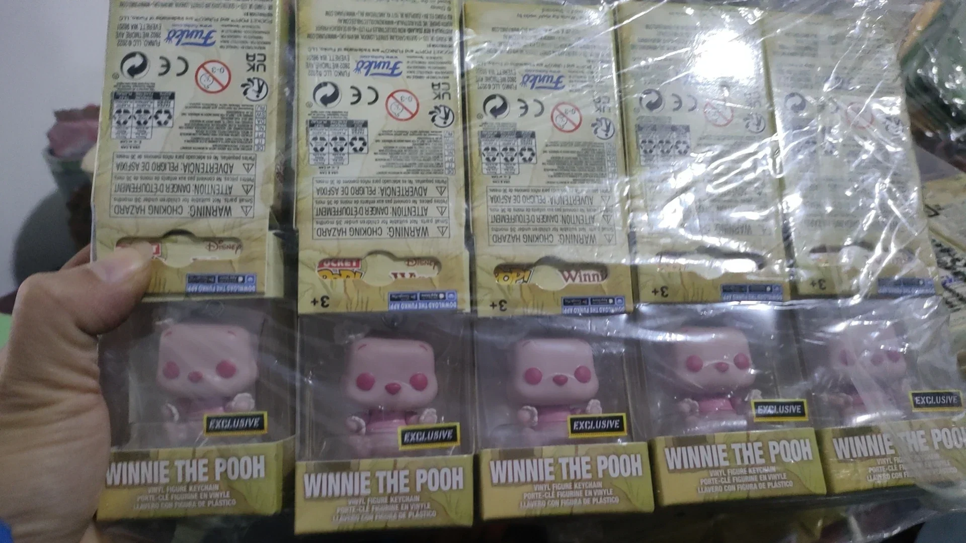 ¡2025 NUEVA venta caliente Funko Pocket Pop! Llavero Disney: Winnie the Pooh Pink Q Modelo creativo Llaveros Bolsa Adorno Juguetes