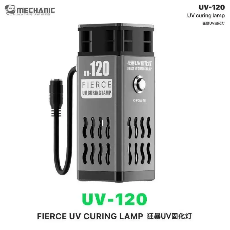 

MECHANIC UV-120 Fierce UV Curing Lamp Super High Power 1 Sec Fast Cure 12 Core LED Light with Air Cooling for Optical Oil PCB