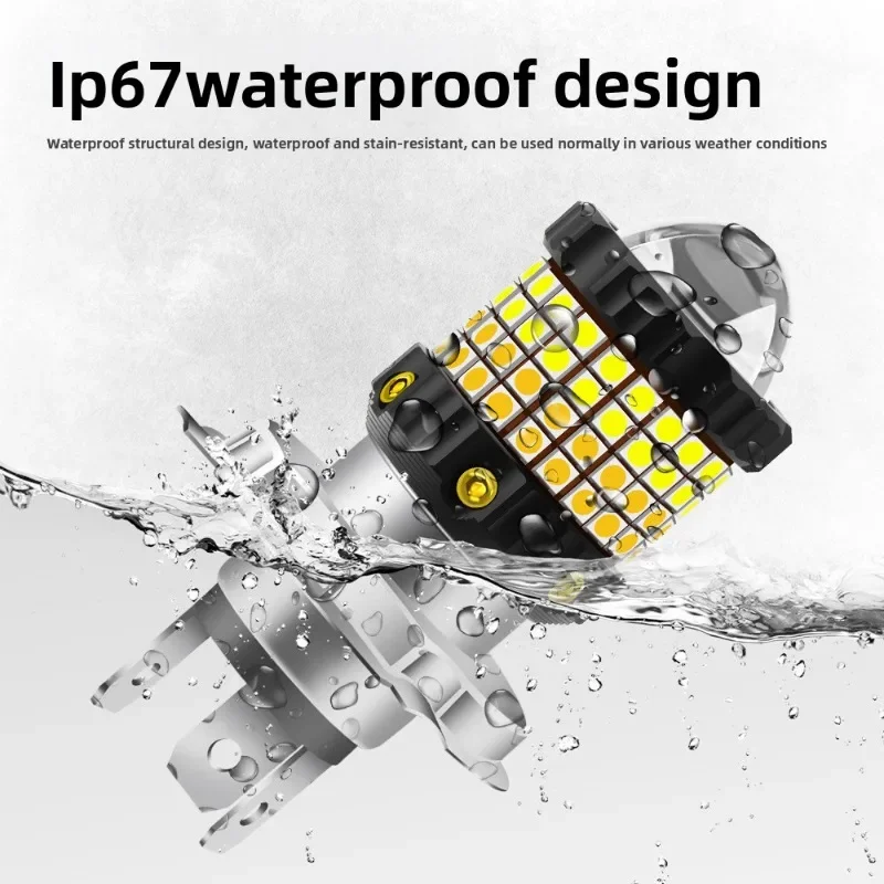 High Bright LED Motorcycle Headlight, Dual White & Yellow Color, H4 H6 BA20D, Voltage 12–80V