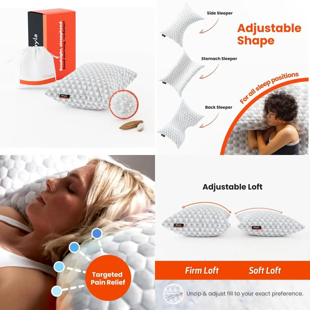 

King Size Adjustable Kapok Pillow by Layla Sleep - Luxurious Cooling Support for Head and Neck