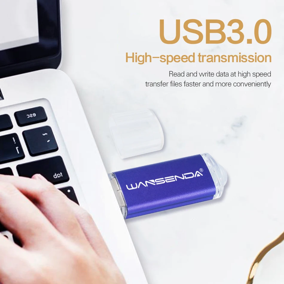 WANSENDA D301 USB 3.0 แฟลชไดรฟ์ 32GB ไดรฟ์ปากกาโลหะ 16GB 64GB 128GB 256GB Pendrive ความจุจริง Memory Stick U Disk