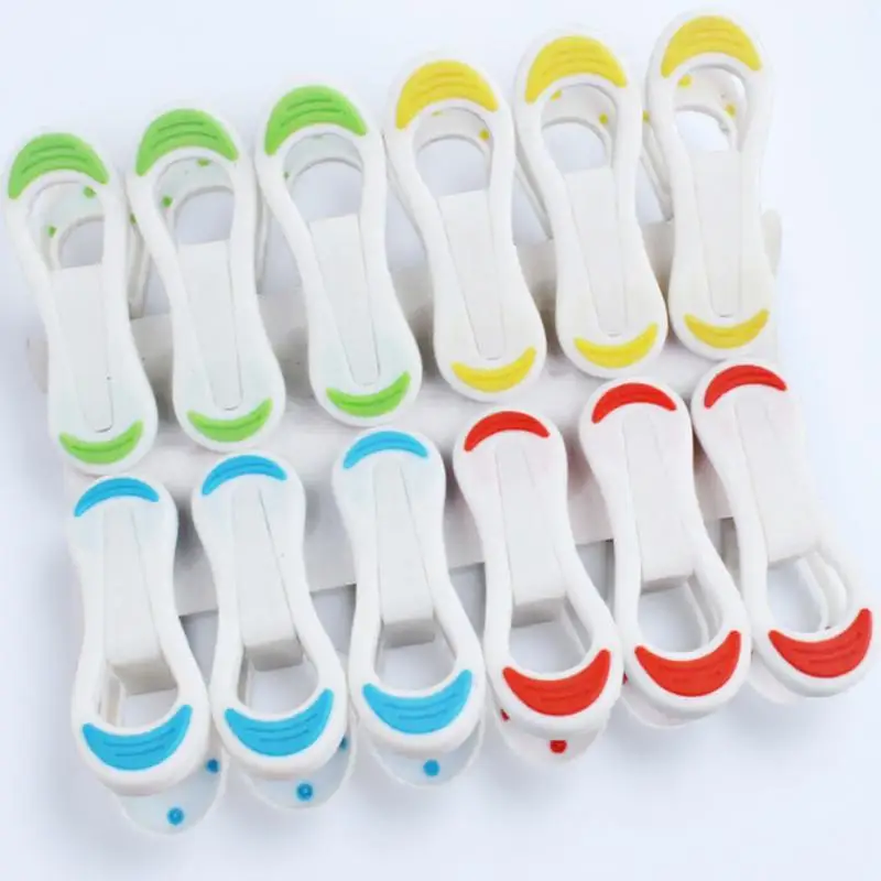 12 Stück rutschfeste Kunststoffklammern, winddichte Kleidung, Wäscheklammern für Socken, Handtücher, Steppdecke, hängende Wäscheklammern, rutschfest