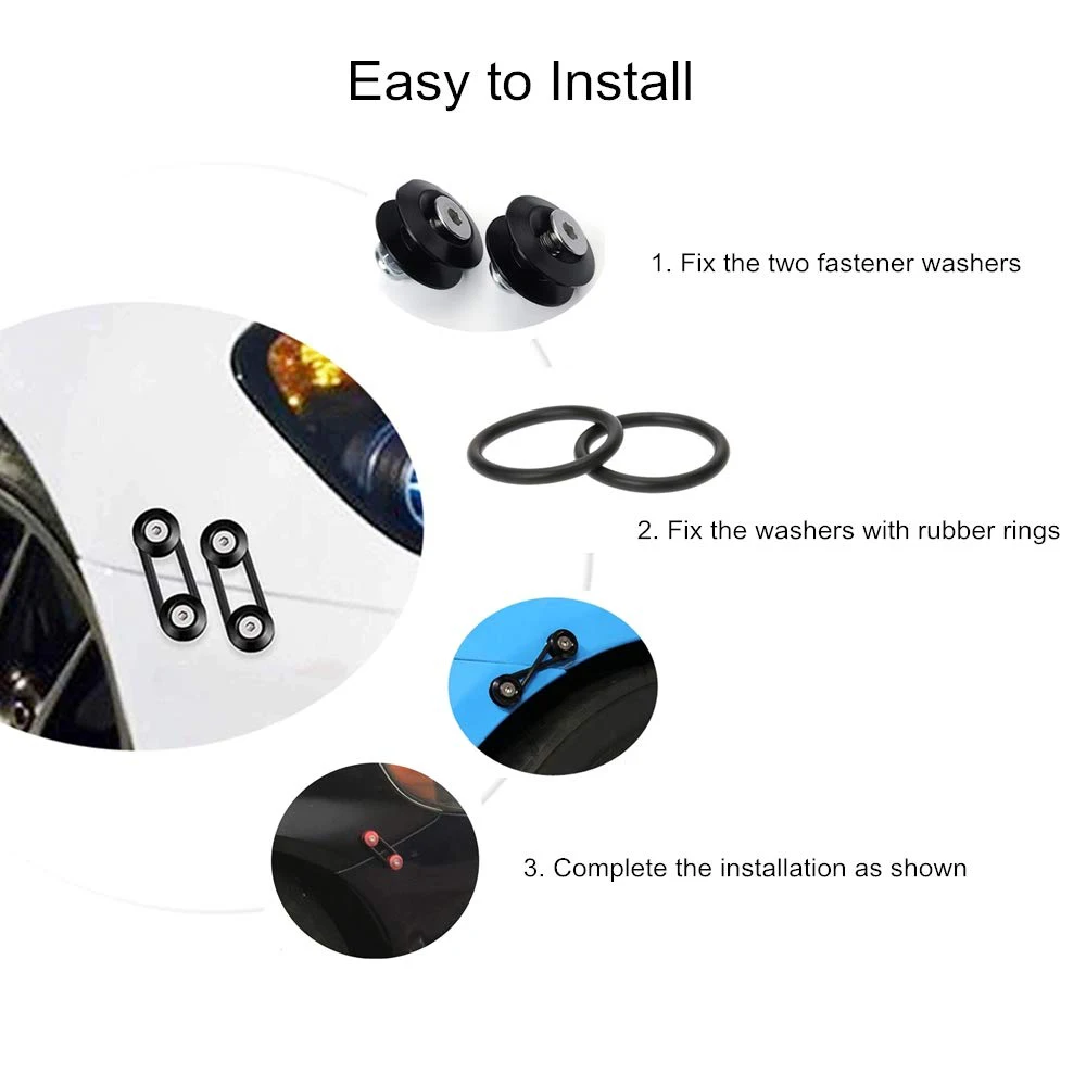 مجموعة أدوات تثبيت المصد الأمامي والخلفي العالمي متعددة الألوان مع علامات تبويب تحرير وحلقة دائرية لإنجراف السباق