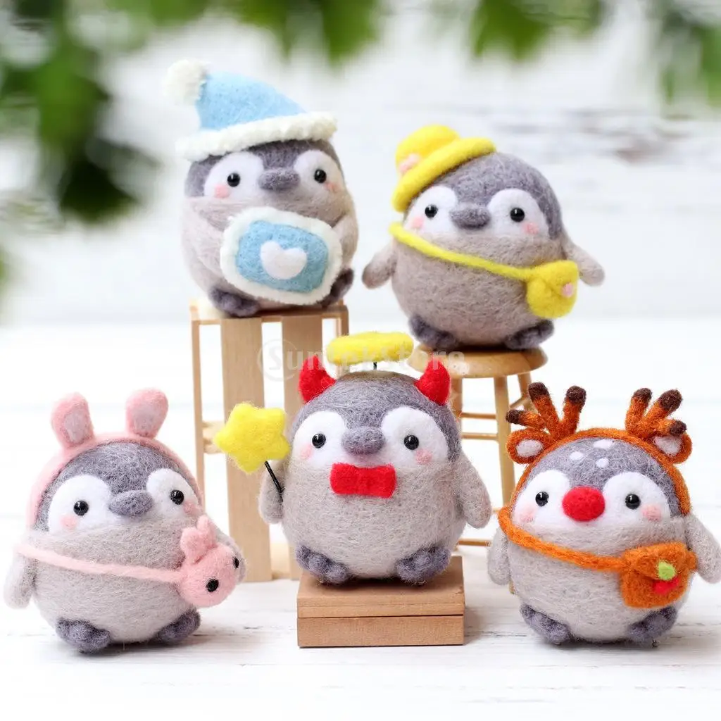 Wool Needle Felting with English Instruction & Videos - Penguin Doll Making for Kids Beginners