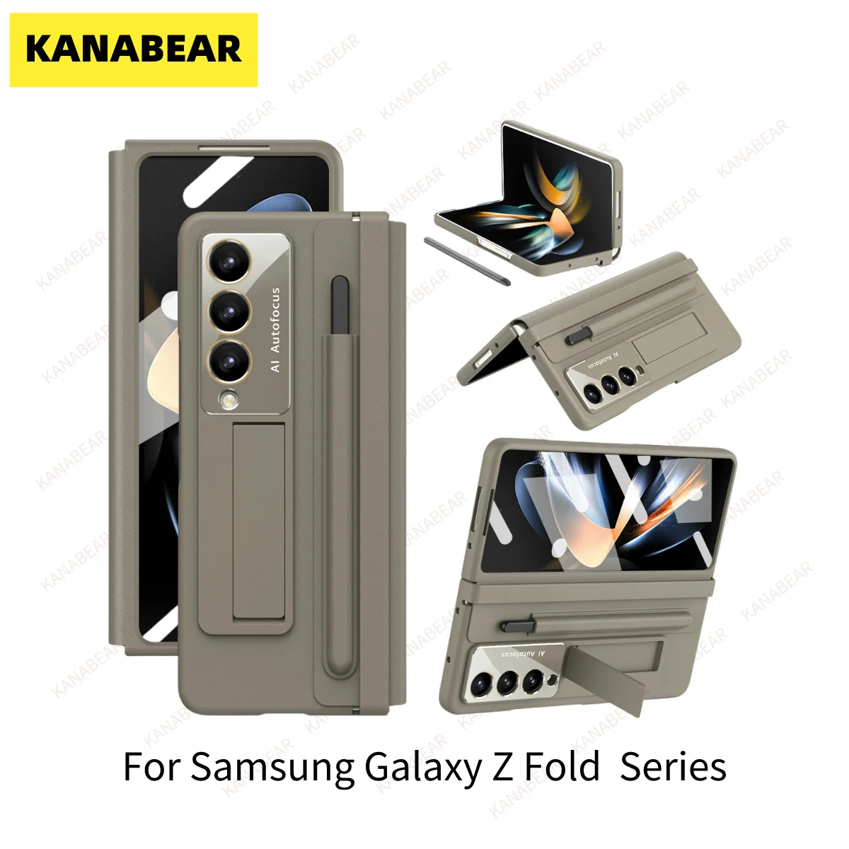 KANABEAR Suitable for Samsung fold5 phone case FOLD4 foldable screen leather hinge pen slot full package protective case