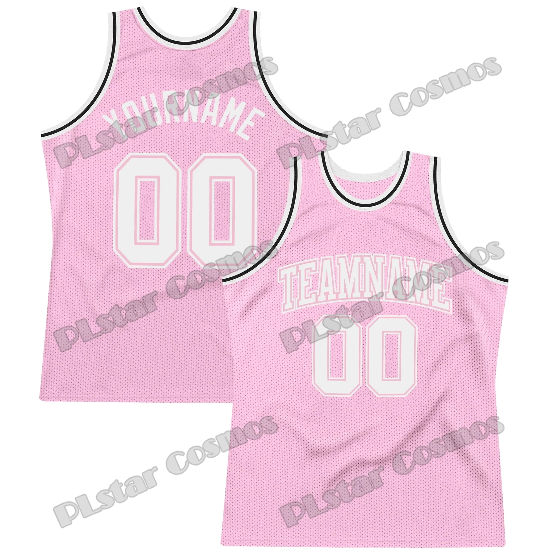 Custom Pink Light Blue Pattern Palm Trees Throwback Basketball Jersey 3D Printed Men Youth Summer Sport Basketball Vest LBX07