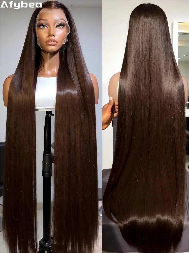 

Шоколадно-коричневый парик из натуральных волос 13X6 Hd, кружевной фронтальный парик, прямой парик спереди, предварительно сорванный цвет, плотность 250, бразильский, 30 дюймов