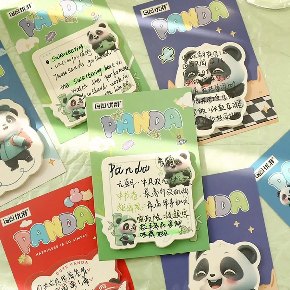 8Pcs 50 Sheets Panda Sticky Notes 4 Model Thickened Self-Adhesive Sticky Notes Removable Square Memo Pad Student