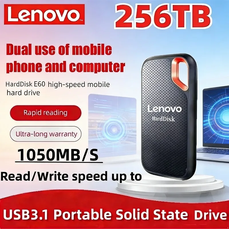 

Внешний жесткий диск Lenovo E60 USB 3.1 (1 ТБ, 2 ТБ, 256 ТБ) для ноутбуков, PS5 и мобильных устройств