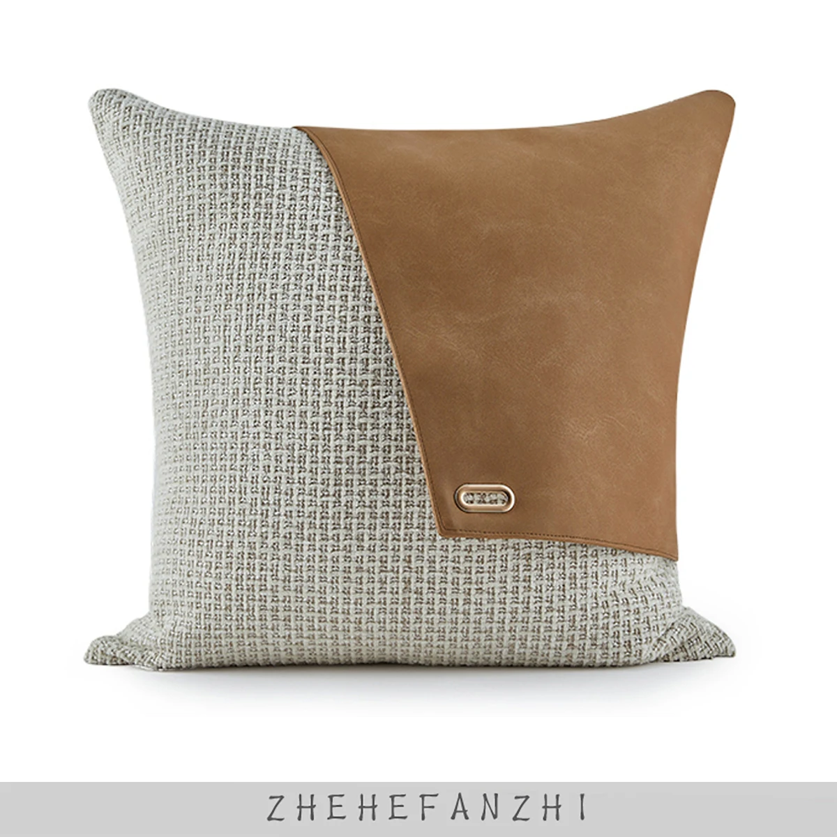 

Современная простая наволочка из кожи и льна карамельного цвета для дивана в гостиной, виллы, домашнего декора, чехол для подушки