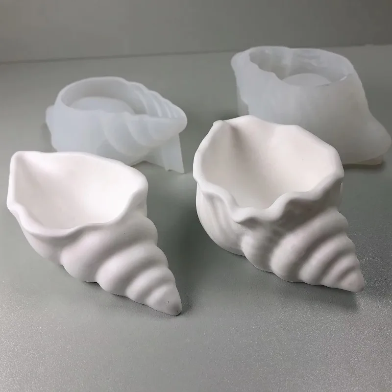 Silicone Conch Molds DIY Sea Shell Secented Candle Jar Mold Storage Box Concrete Gypsum Resin Mould Home Decor Craft