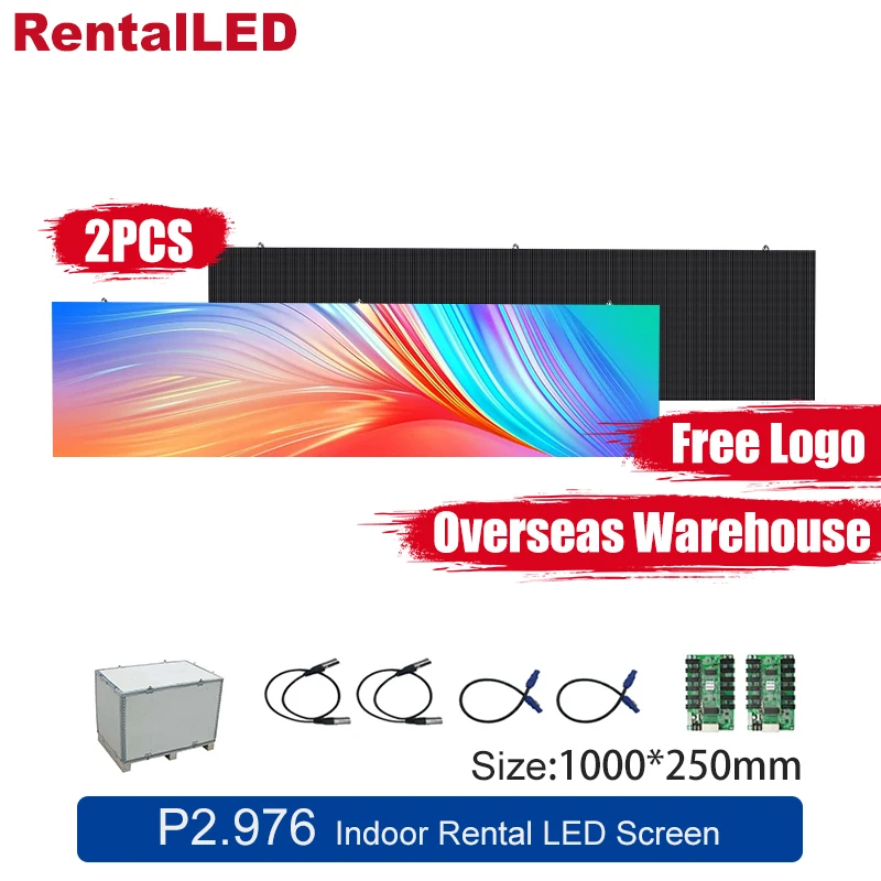 Indoor Rental P2.976 1000mm×250mm LED Display Panel Free Logo High Refresh Small Pixel Church Backdrop LED Video Wall Screen