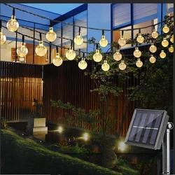 Luci a stringa solare per esterni 10 m50 LED 33FT Crystal Globe Lights con 8 modalità di illuminazione, luci per Patio a energia solare impermeabili