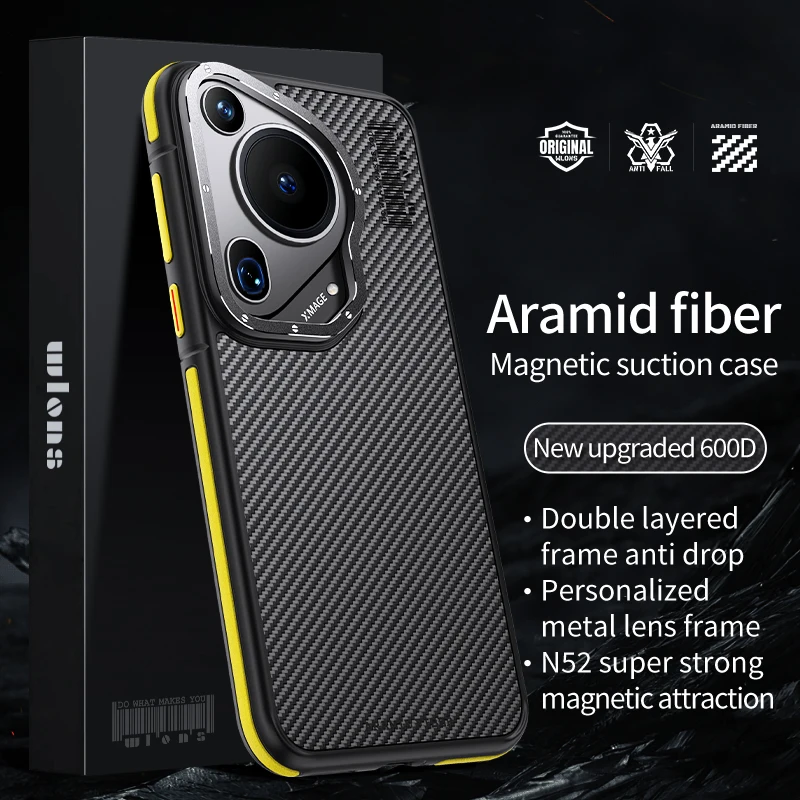 

Kevlar Carbon Fiber Aramid Phone Case for Huawei Pura 70 Ultra Plus Pura70 Pro+ Magnetic Wireless Charging Shockproof Back Cover
