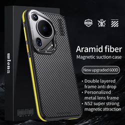 Kevlar Carbon Fiber Aramid Phone Case for Huawei Pura 70 Ultra Plus Pura70 Pro+ Magnetic Wireless Charging Shockproof Back Cover