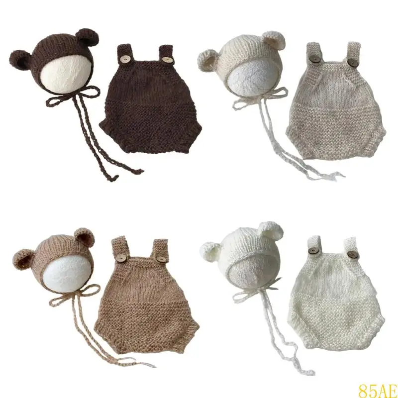 

85ae младенец фото носить шляпу для медвежьей шляпы подвески набора фотосессий реквизита для новорожденных подарок для душа