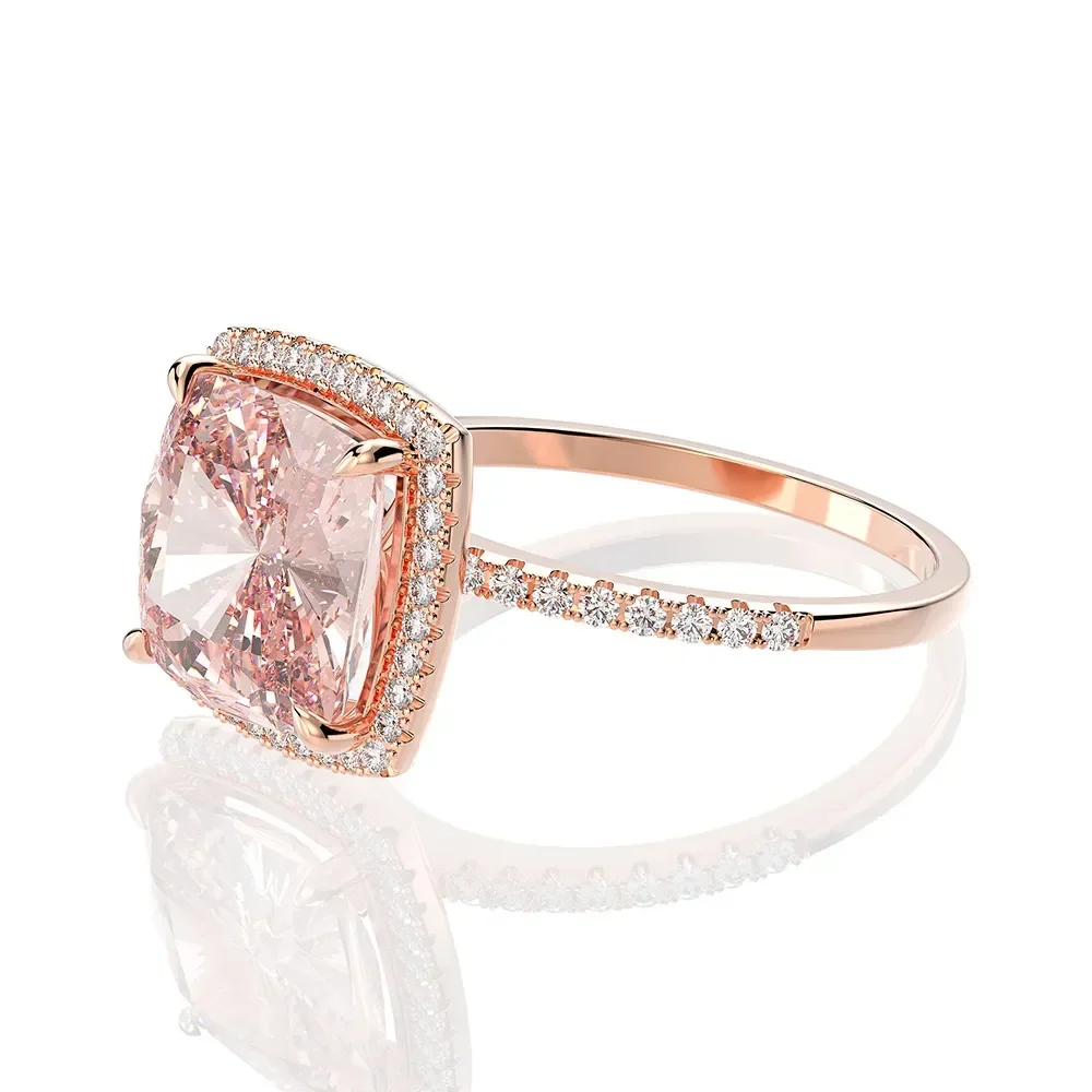 Luxury 100% 925 Sterling Silver Created Morganite Gemstone Wedding Engagement Ring Fine Jewelry Wholesale