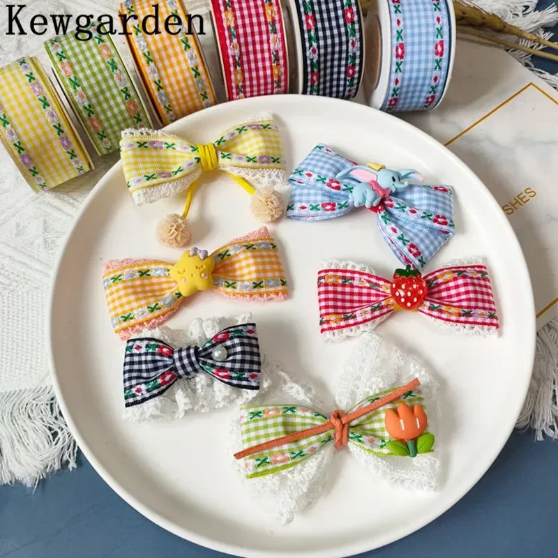 

Kewgarden 1,5 "1" 25 мм 38 мм вышитые цветочные клетчатые ленты DIY банты для волос ремесла швейные аксессуары лента ручной работы 10 ярдов