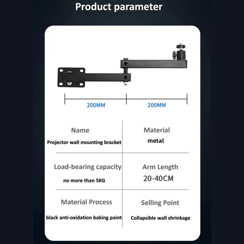 Foldable Projector Wall Mount Universal Adjustable Ceiling Wall Projector Mount Stand Projectors Bracket Support, Durable