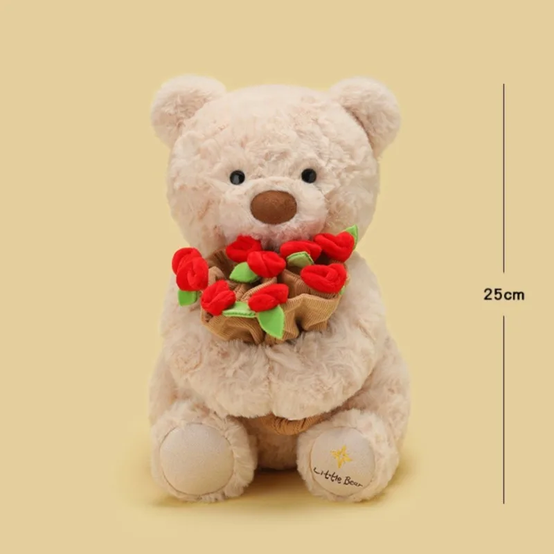 25/38 cm Dolce Romantico Orso di Rosa Giocattoli di Peluche Staccabile Cappello di Rosa Bouquet Orso Bambola Bella Azienda Bambola San Valentino Gif