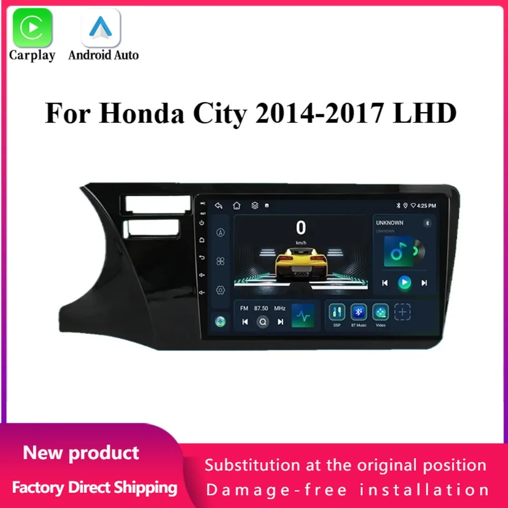 

For Honda City 2014-2017 Left Hand Drive Car Radio Central Multimedia Navigation Wireless Carplay 4G GPS Android Stereo Screen