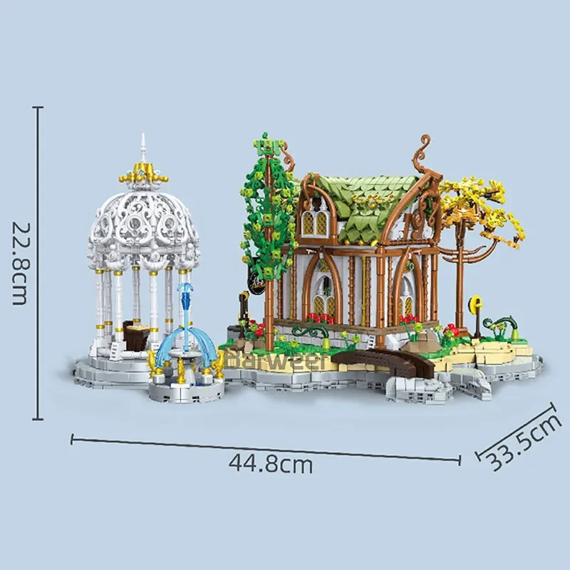 Der Herr der Ringe Elben-Flussdal-Schloss Bausteine-Set Film Rivendell-Dal Twilight Fantasy Elben-Architektur Modellbausatz Wasserfallbrücke Boot Details Modulare Elbenfestung Sammlerstück für