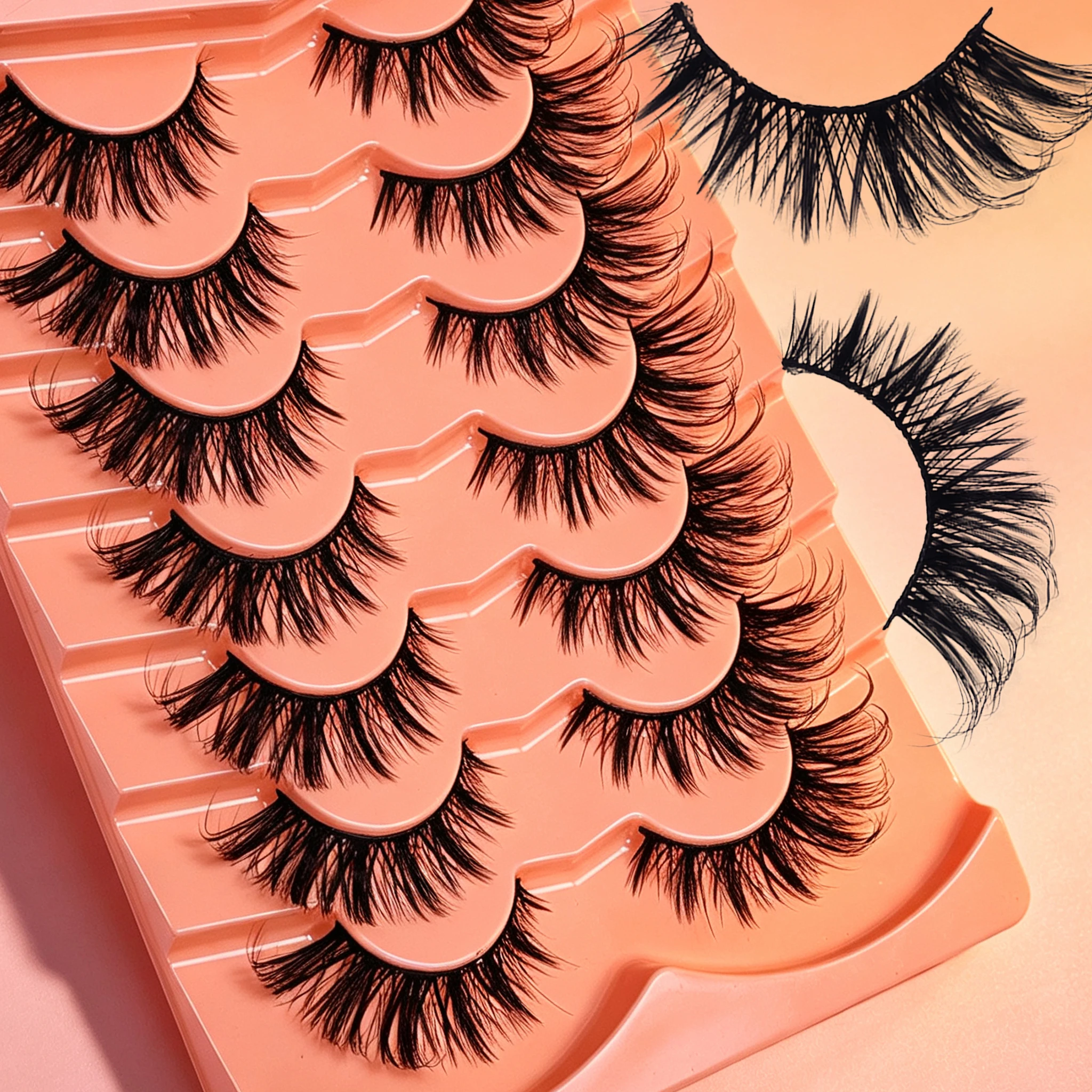 7 Pairs Cat Eye False Eyelashes Manga Lashes Soft Natural Look Reusable Fake Eyelashes for Daily Party Eye Makeup