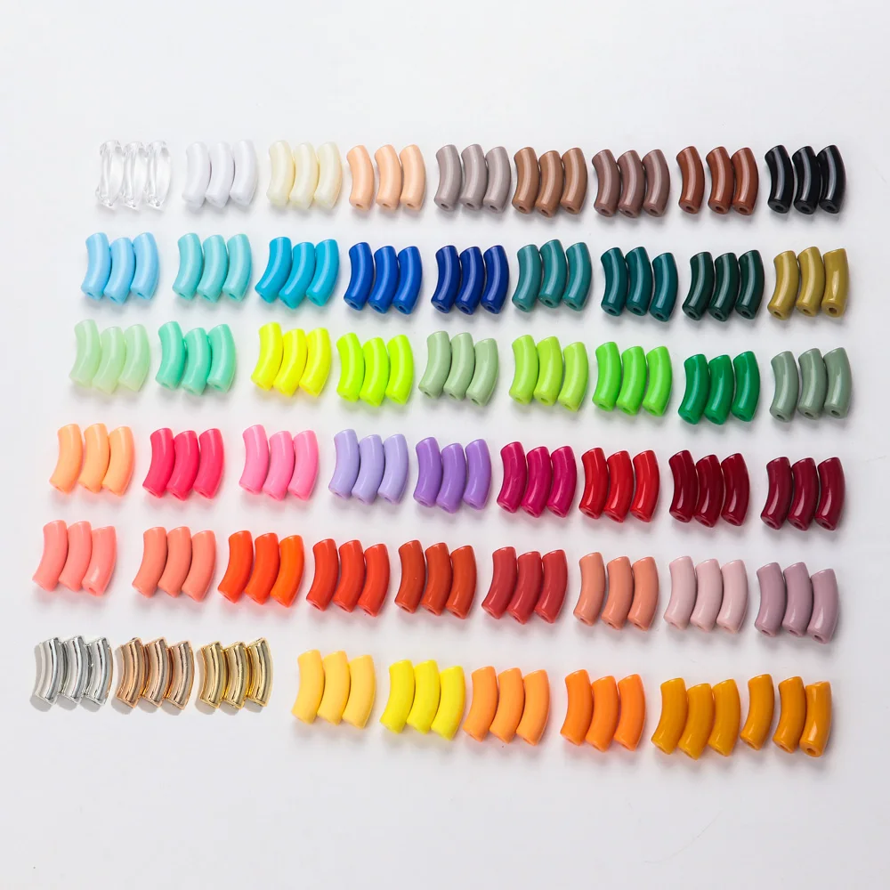 20 teile/los Acryl 11mm Bambus rohr Perlen einfarbig klobig gebogenes Rohr lose Perle für DIY Armband Halskette Schmuck Zubehör – Detail 4