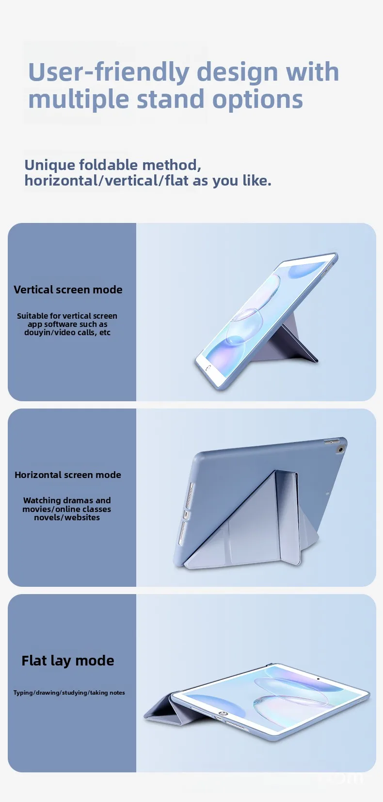 Für iPad 9.7 Schutzhülle AIR5 verwandelbare Y-Fold-Lederhülle Mini 3/4 leichte Silikonhülle 10.2 Softshell einfarbig – Detail 4