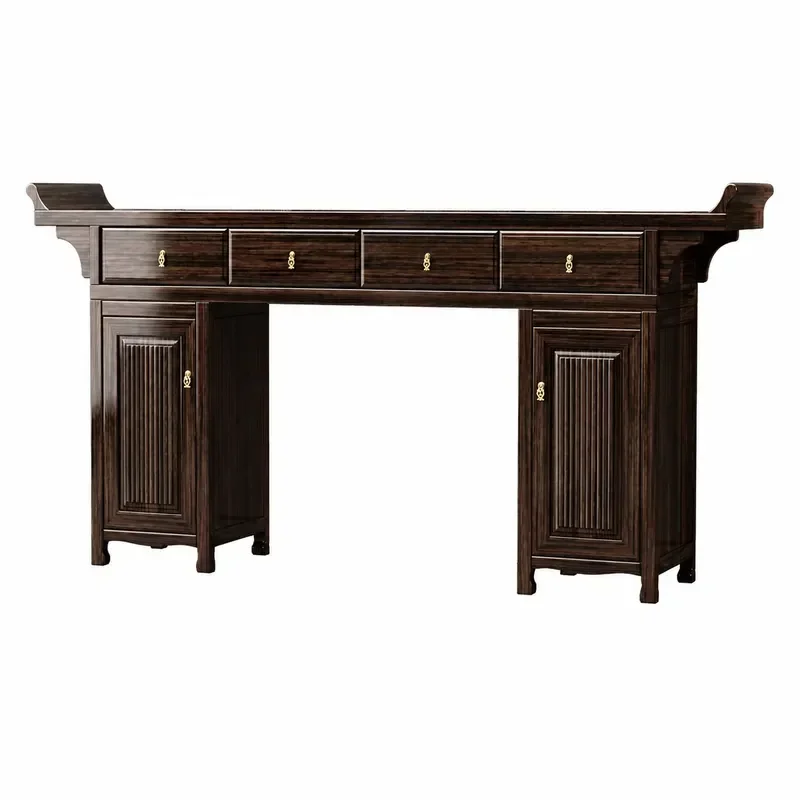 New Chinese Style Red Gold Sandalwood Shentai Middle Hall Table Six Piece Set Eight Immortals Table Solid Wood Buddhist