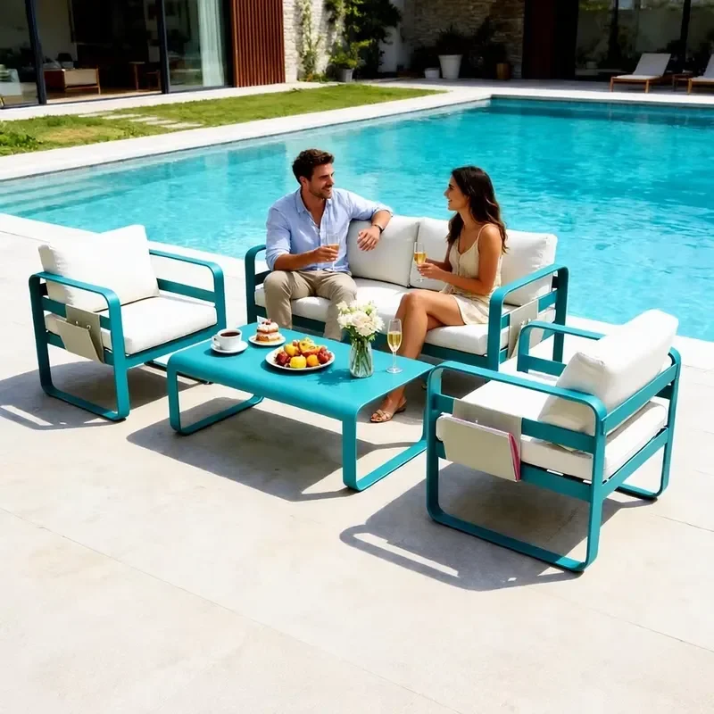 Outdoor Sofa Aluminum Alloy Waterproof Rust-Resistant for Gardens Pools Villas Courtyards Hotels Homestays Also