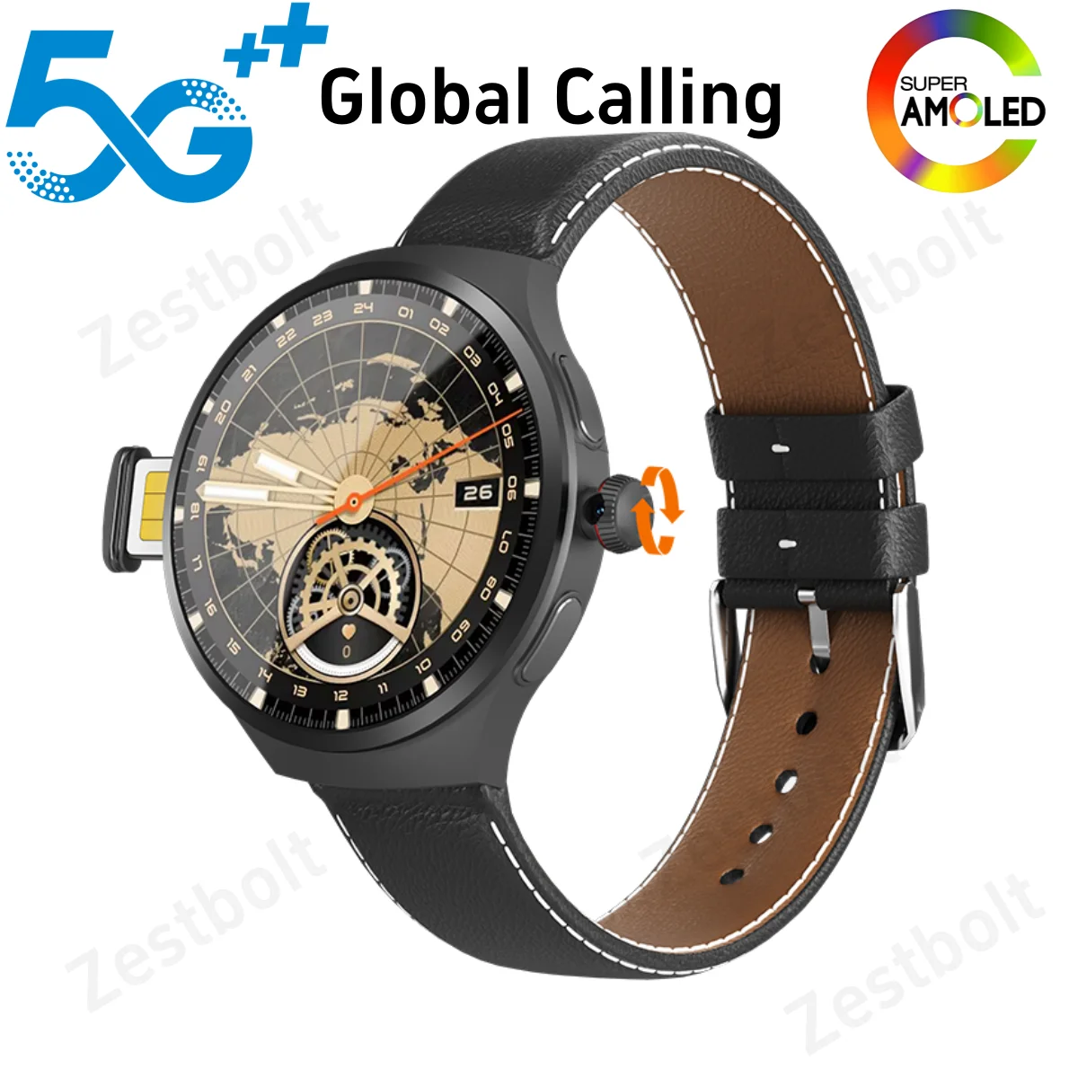 

ZestBolt VP50 Smart Watch 4G/5G LTE Smartwatch With Android 10.0 OS Rotary Camera GPS WIFI Compass NFC App Watch Face Download