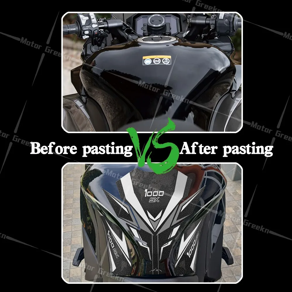 For Z1000SX Ninja 1000 Ninja1000SX 2017-2024 Motorcycle Frosted Fuel Tank Kit Sticker Protection Traction Pad Decals Waterproof 