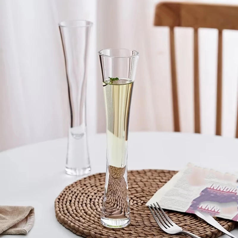 PDQ Crystal Champagne Flutes - Handleless Glitter Glasses for Weddings and Parties Retail