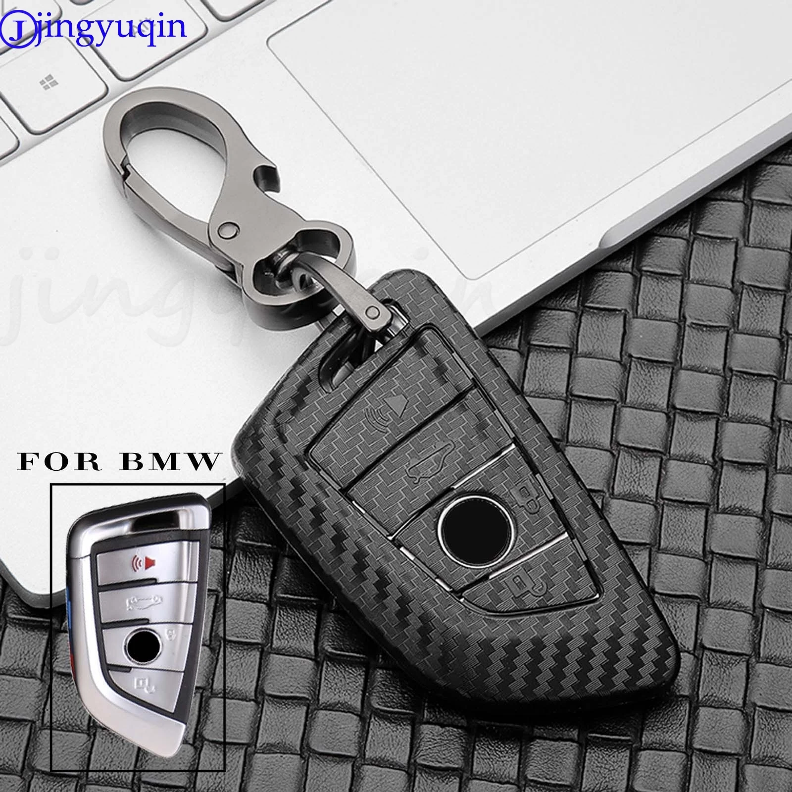 jingyuqin Car Key Case Cover Carbon Fiber For BMW X1 X3 X5 X6 /1 2 5 7 F15 F16 E53 E70 E39 F10 F30 G30 Fob Shell Protecor