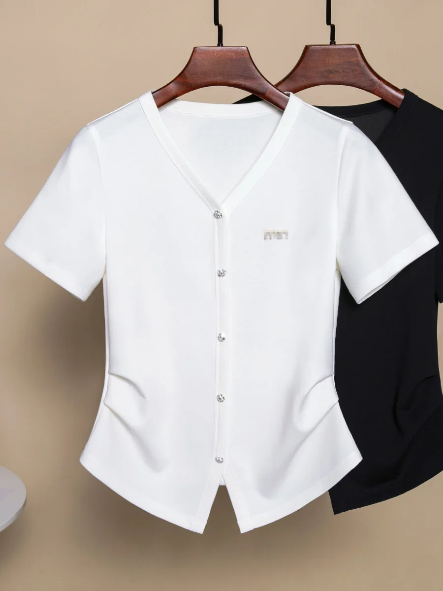 White Woman Blouse Plus Size T Shirt Summer 2024 Free Shiping Clothes Women Korean Fashion Shirts Y2k 3xl Tops Oversized T Shirt