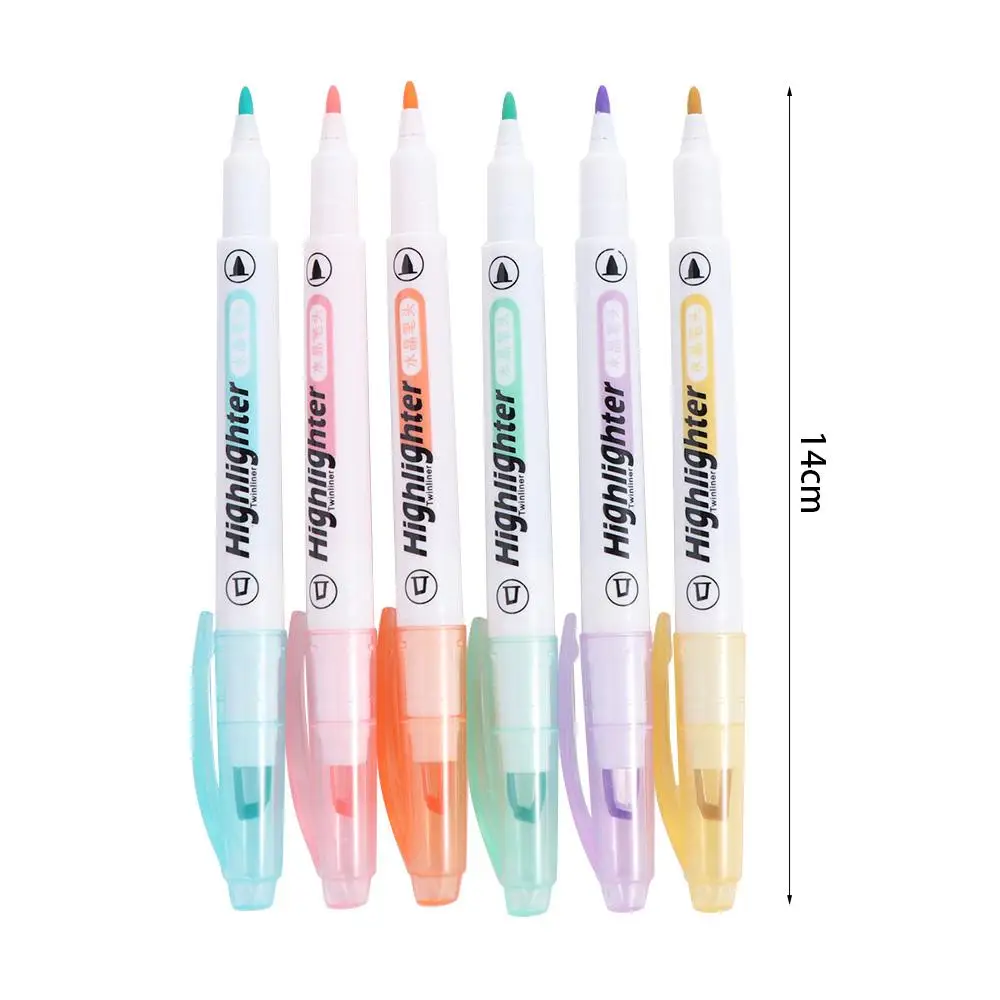 Double Tip Highlighter Pens Plastic Dual-Ended Highlighters Stationery Set Multicolor Lovely Macaron Color Markers Photo Album