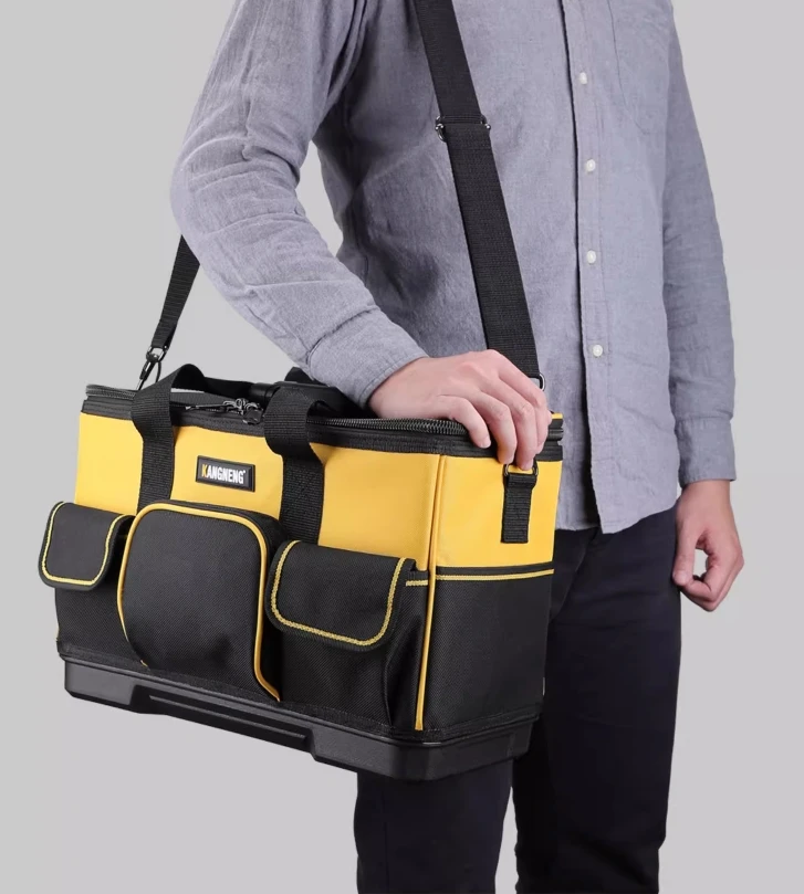 New Models Square Plastic Bottom Tool Bag with 30% More Capacity Tool Pouch Organizer Garage Storage for Electrician Carpenter